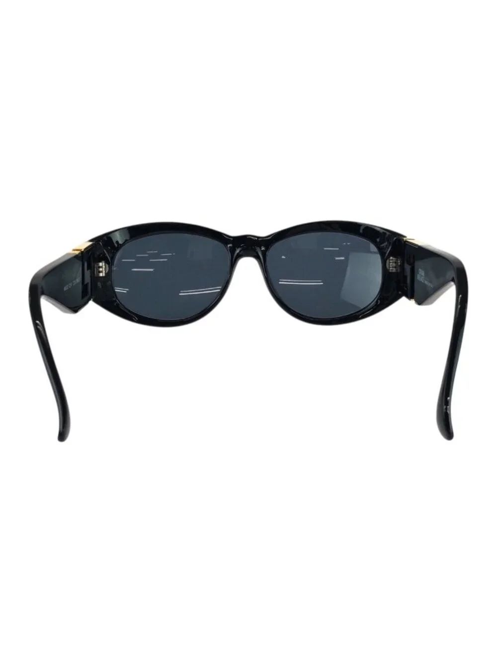 Versace Vintage Greca Black Gold Acetate Metal Mod Sunglasses Eyewear